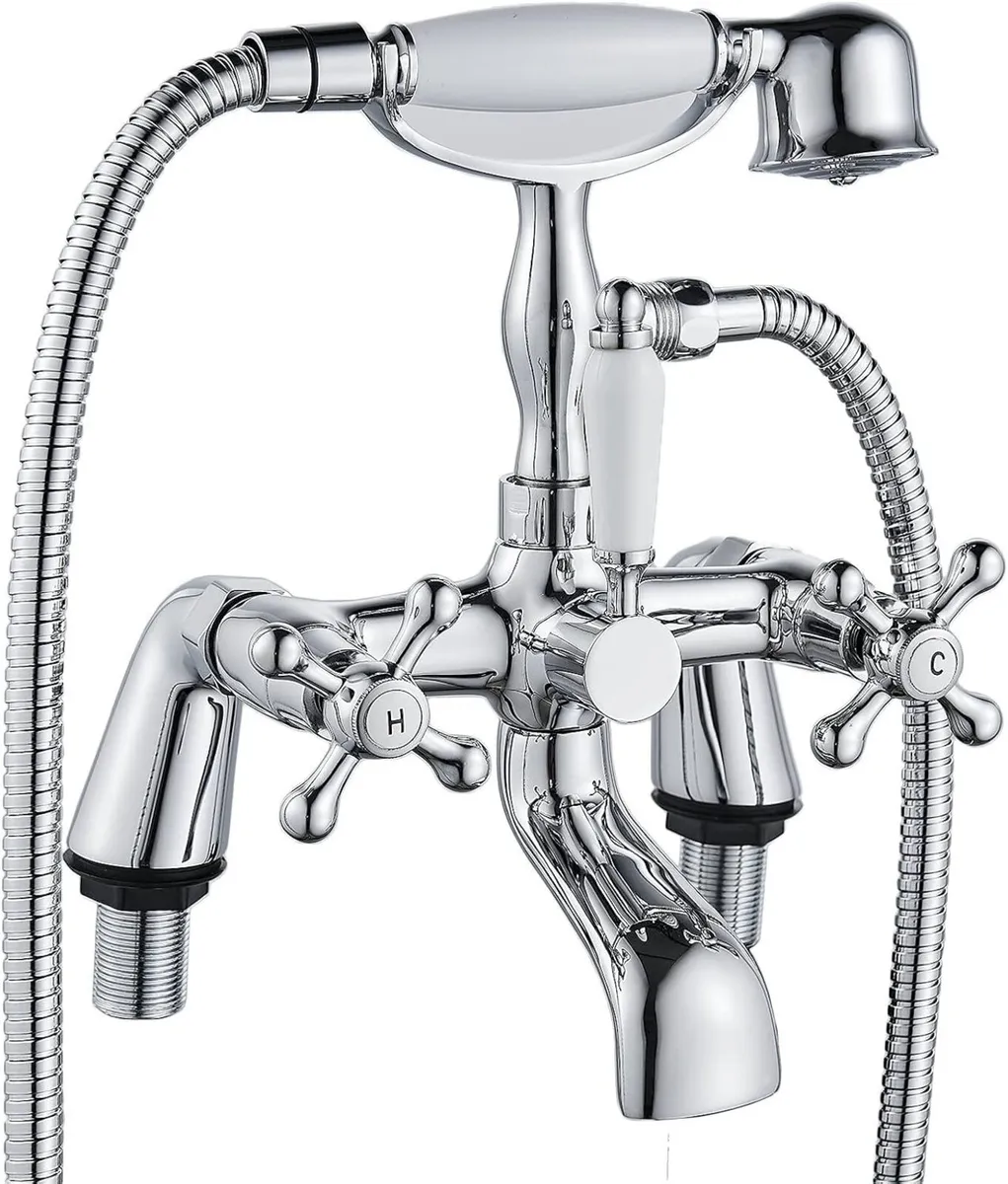 Victorian Bath Taps with Shower Traditional 1 4 - Image 1