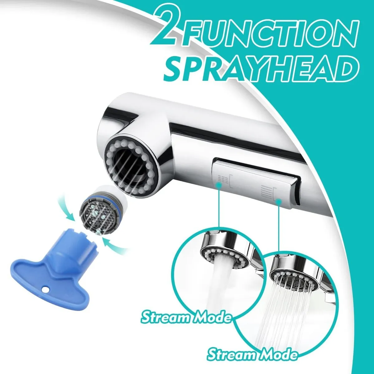 Pull Out Kitchen Taps Mixer Tap with 2 - Image 4
