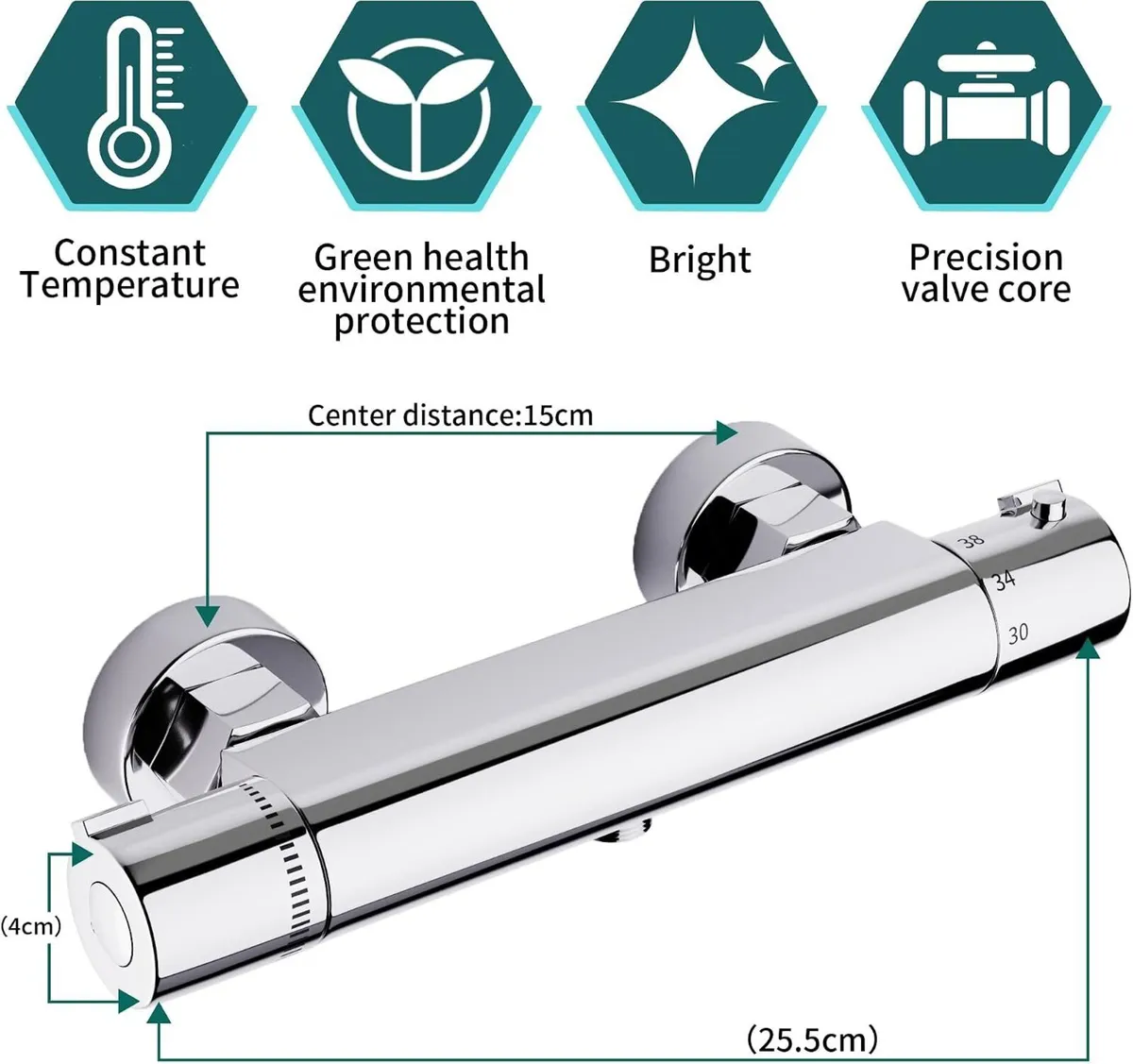 Thermostatic Shower Mixer Wall Mounted Bar Tap - Image 2