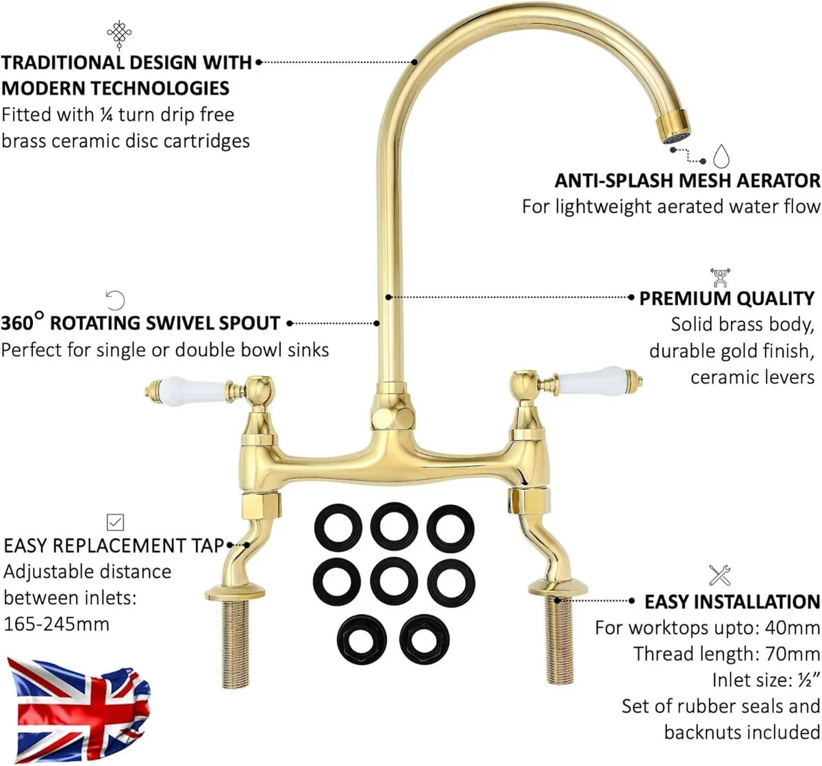 Astbury Deck Mounted Brushed Nickel Kitchen Sink - Image 4