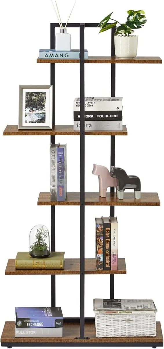 Bookshelf 5 Tier Asymmetrical Staggered Display - Image 1