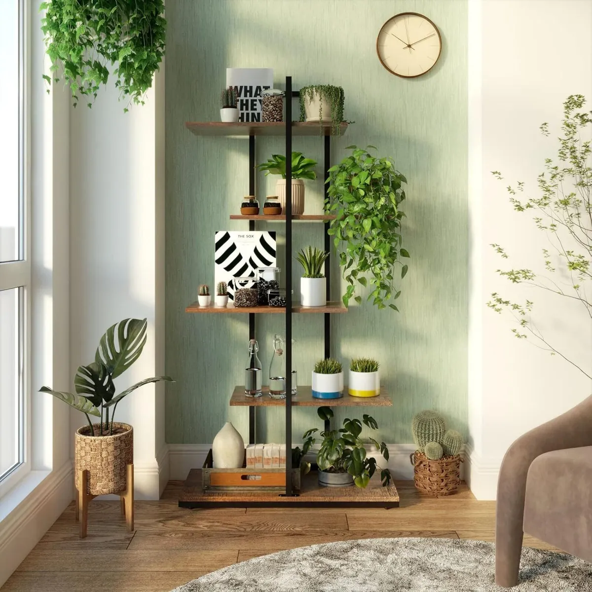 Bookshelf 5 Tier Asymmetrical Staggered Display - Image 2
