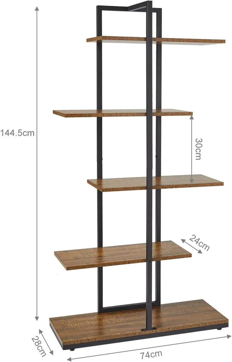 Bookshelf 5 Tier Asymmetrical Staggered Display - Image 3
