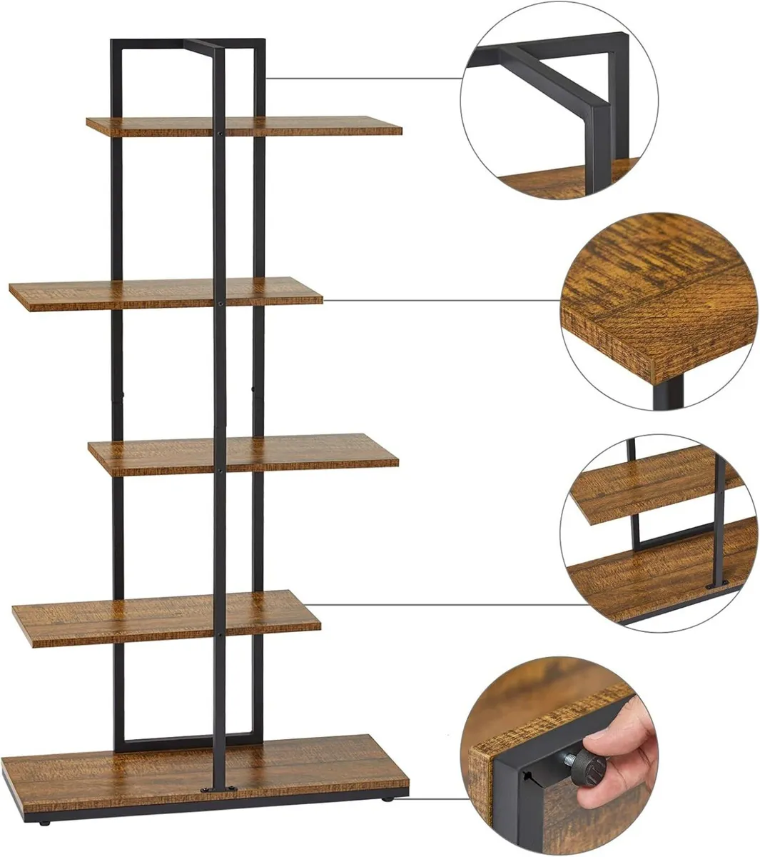 Bookshelf 5 Tier Asymmetrical Staggered Display - Image 4