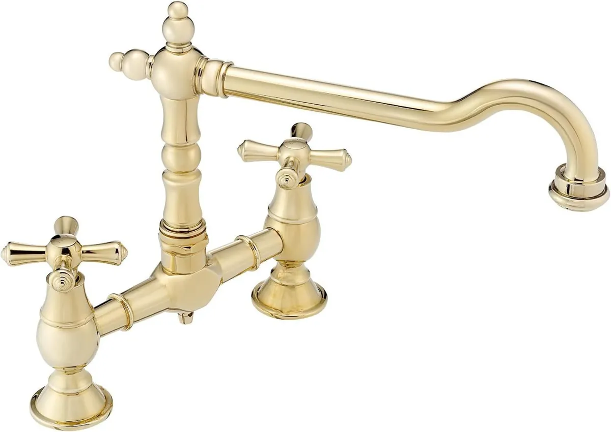 Langley Brushed Nickel Traditional Bridge Kitchen - Image 1