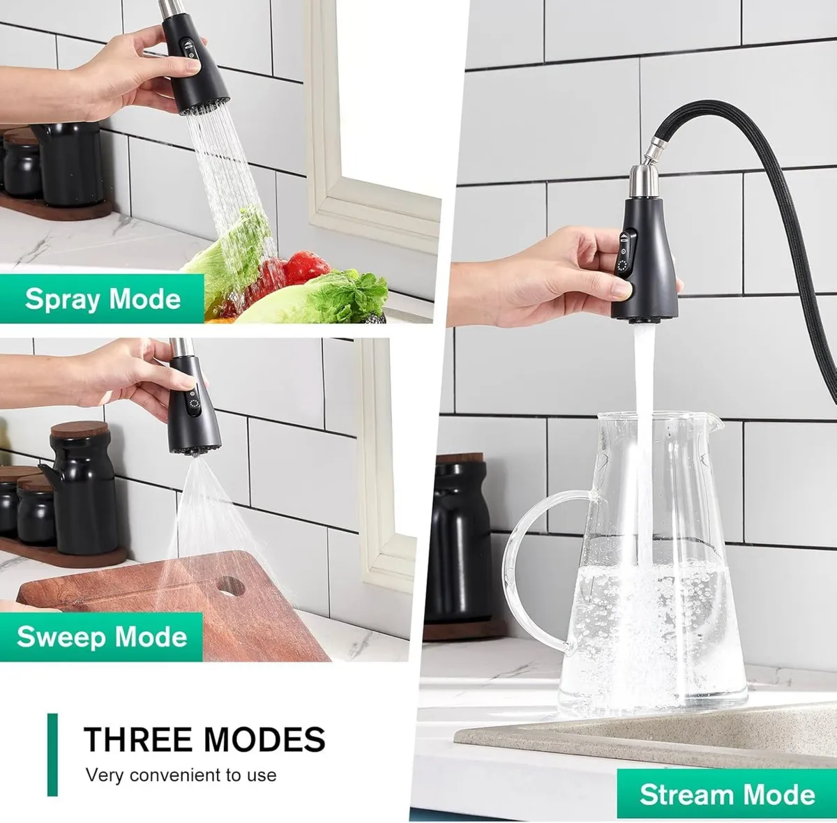 High Arc Kitchen Sink Mixer Tap with Pull - Image 3