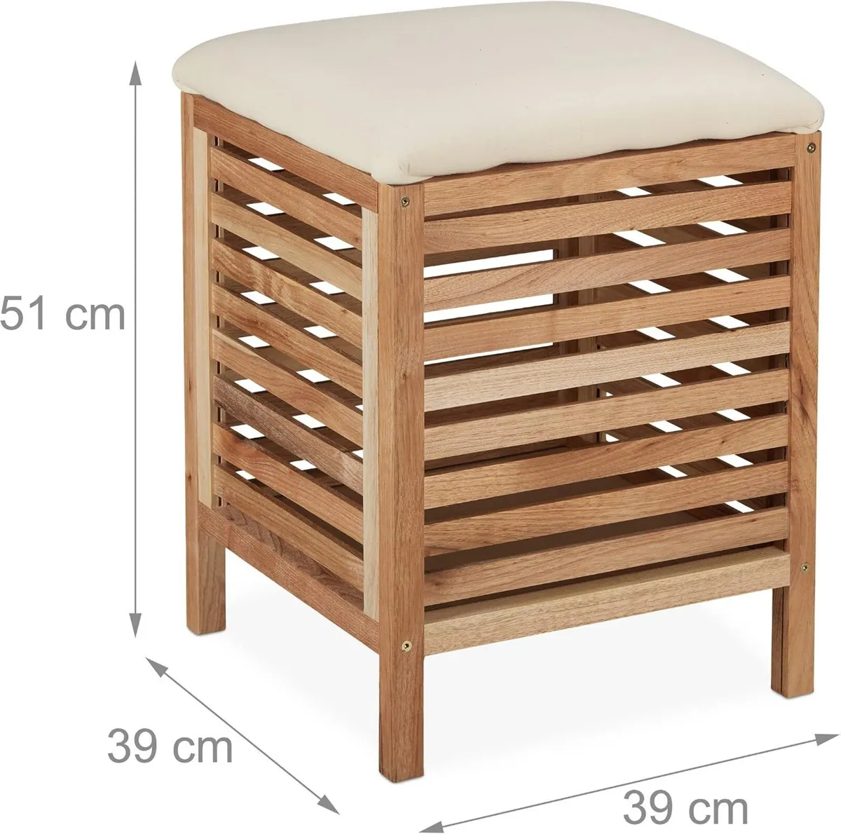 Storage Stool Walnut Fabric 35L Laundry Basket - Image 4