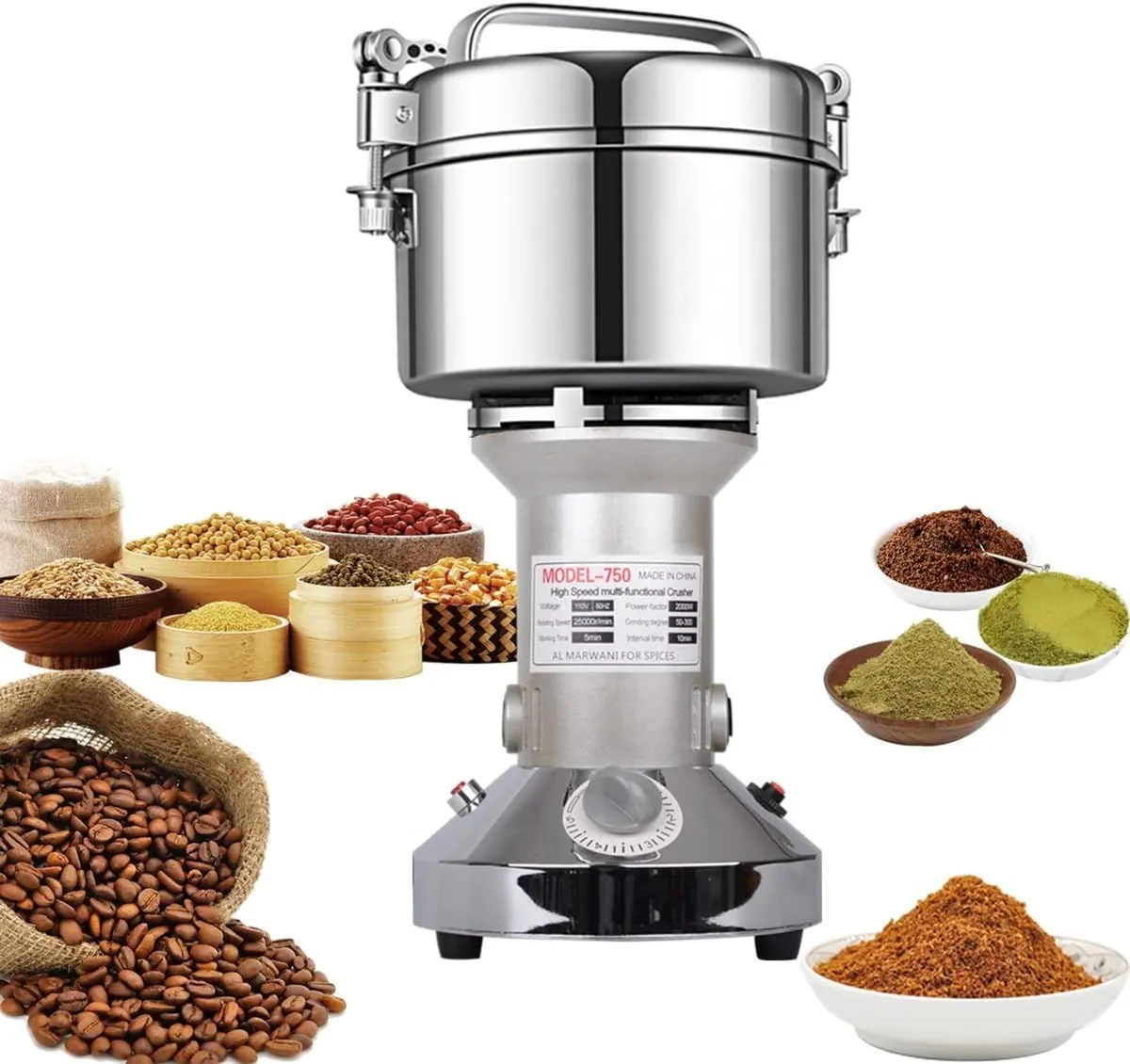 Grain Mill Electric 750g Stainless Steel - Image 1