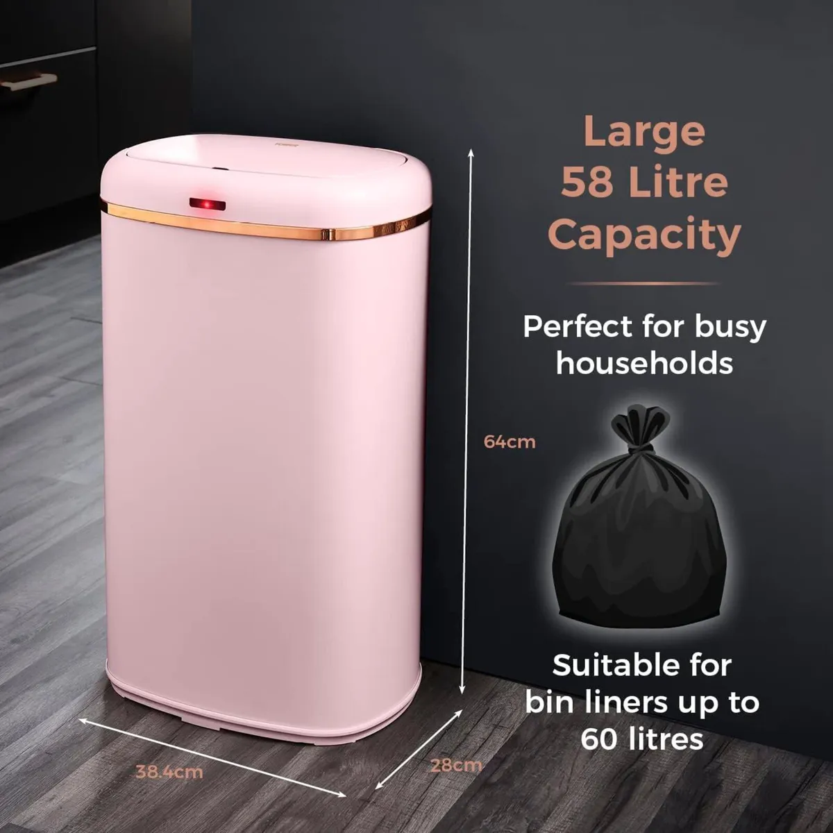 T838010pnk Cavaletto Square Sensor Bin 58L - Image 3