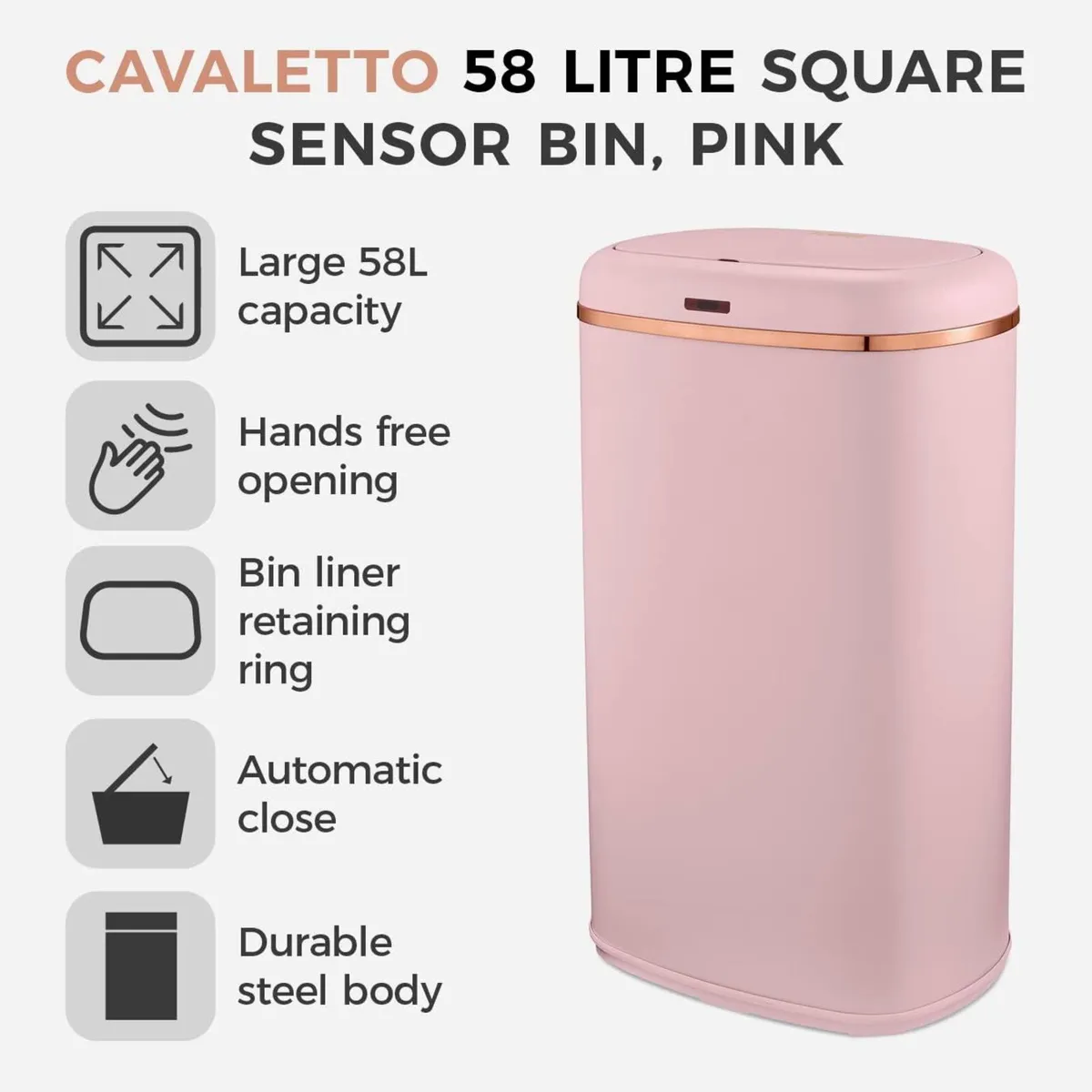 T838010pnk Cavaletto Square Sensor Bin 58L - Image 2