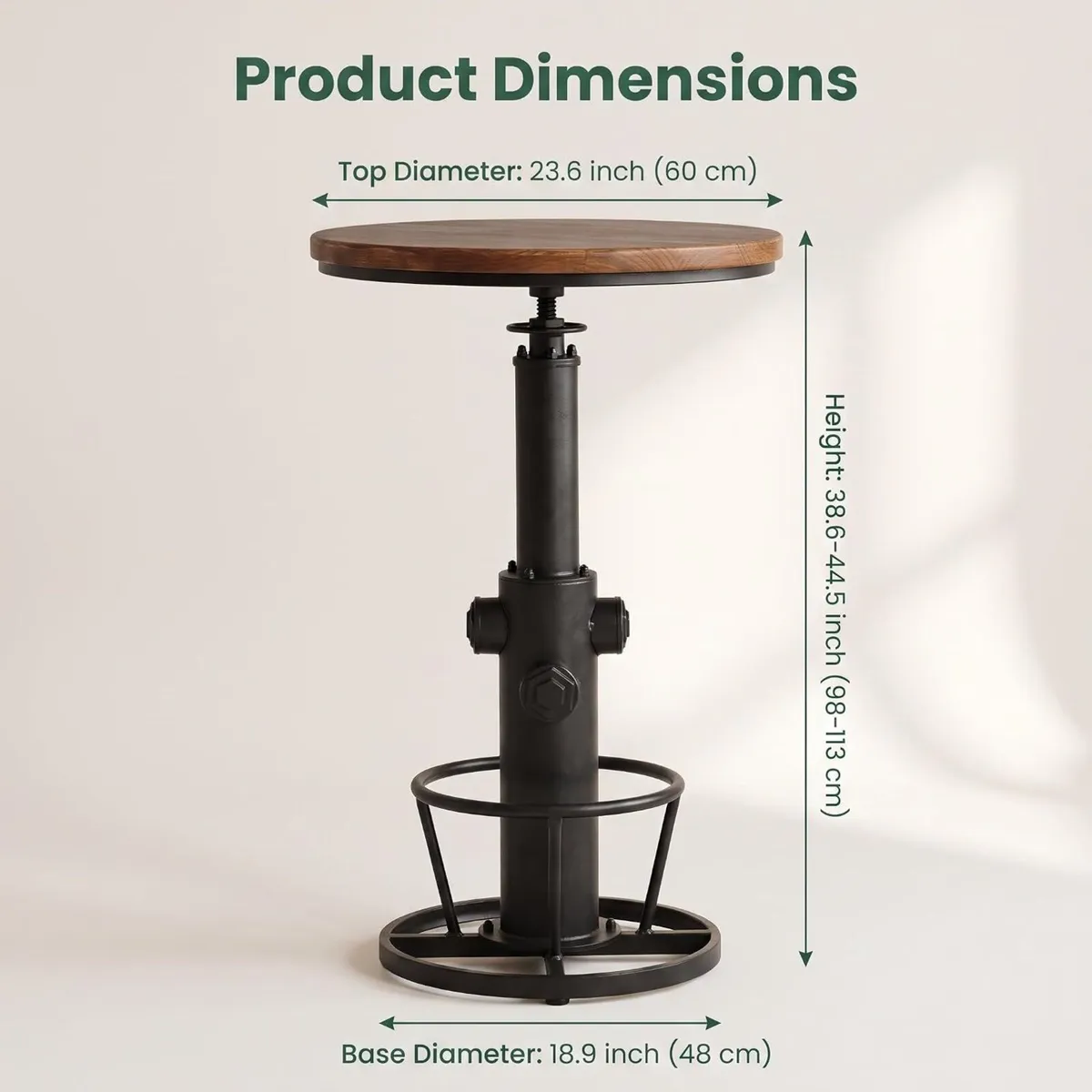 Vintage Bistro Table Height Adjustable - Image 3