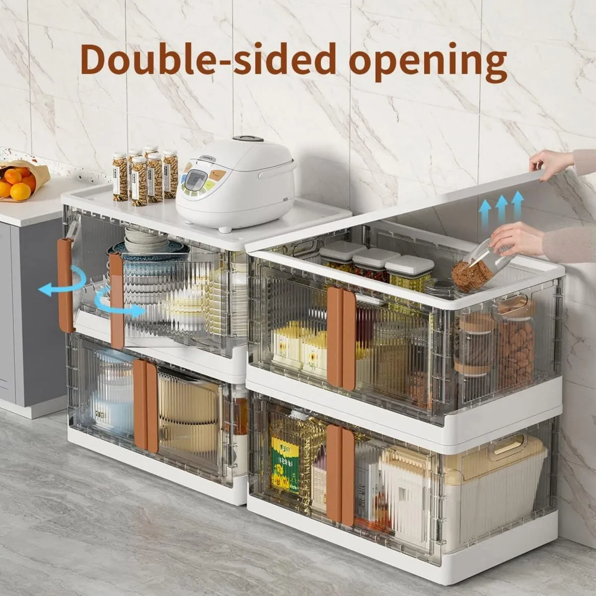 Storage Cabinet Kitchen Organiser 95L Plastic Bins - Image 4