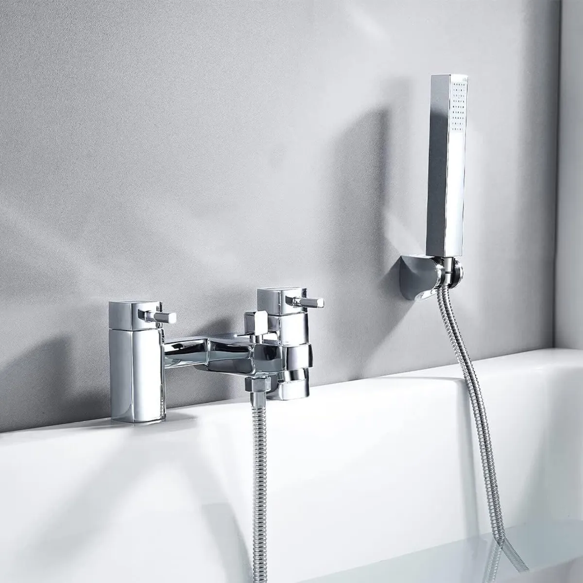 Bath Taps with Shower Bathroom Square Tub Mixer - Image 2