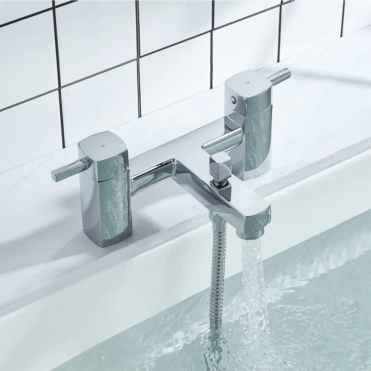 Bath Taps with Shower Bathroom Square Tub Mixer - Image 4