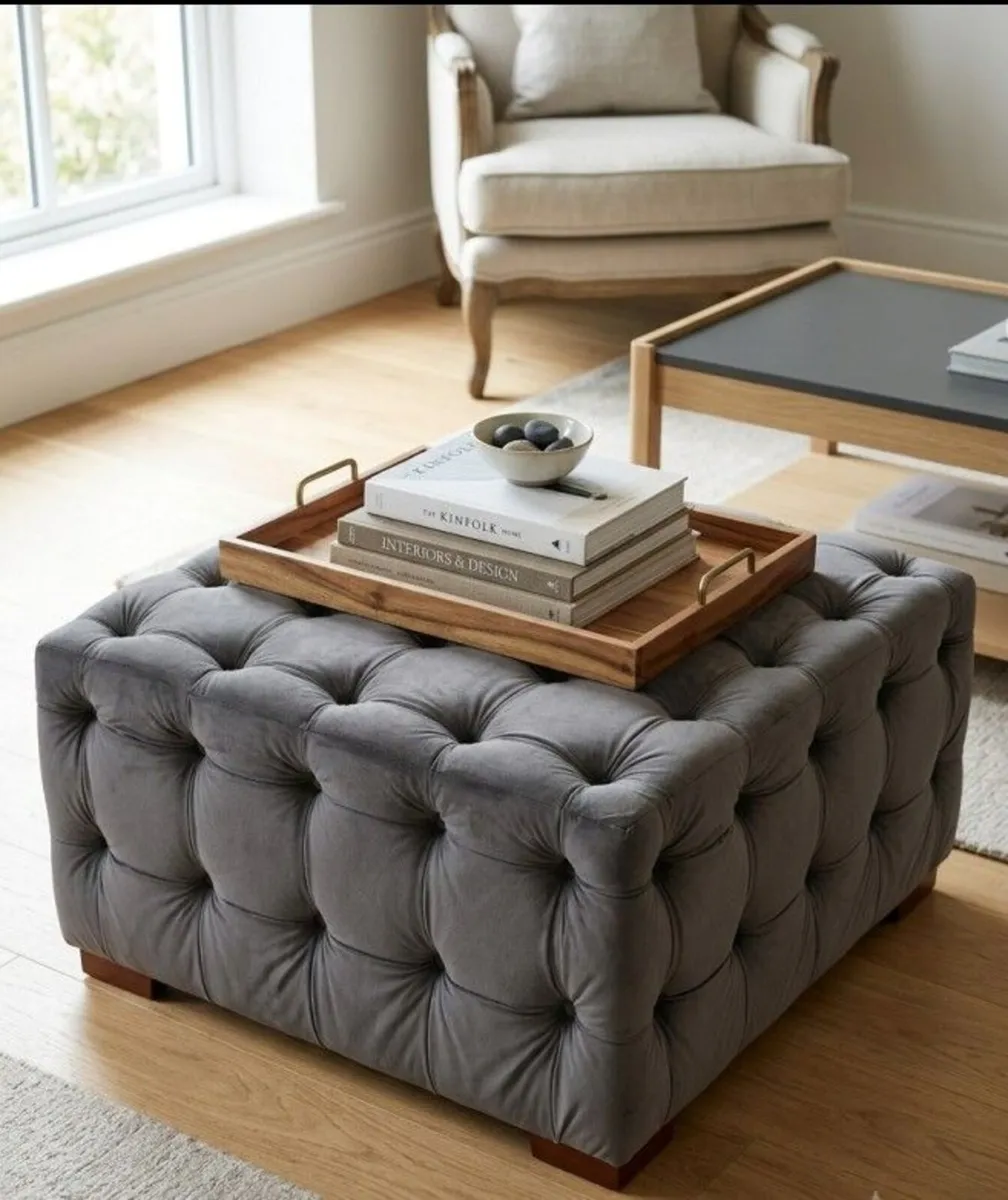 Large Tufted Ottoman Pouffe - Image 1