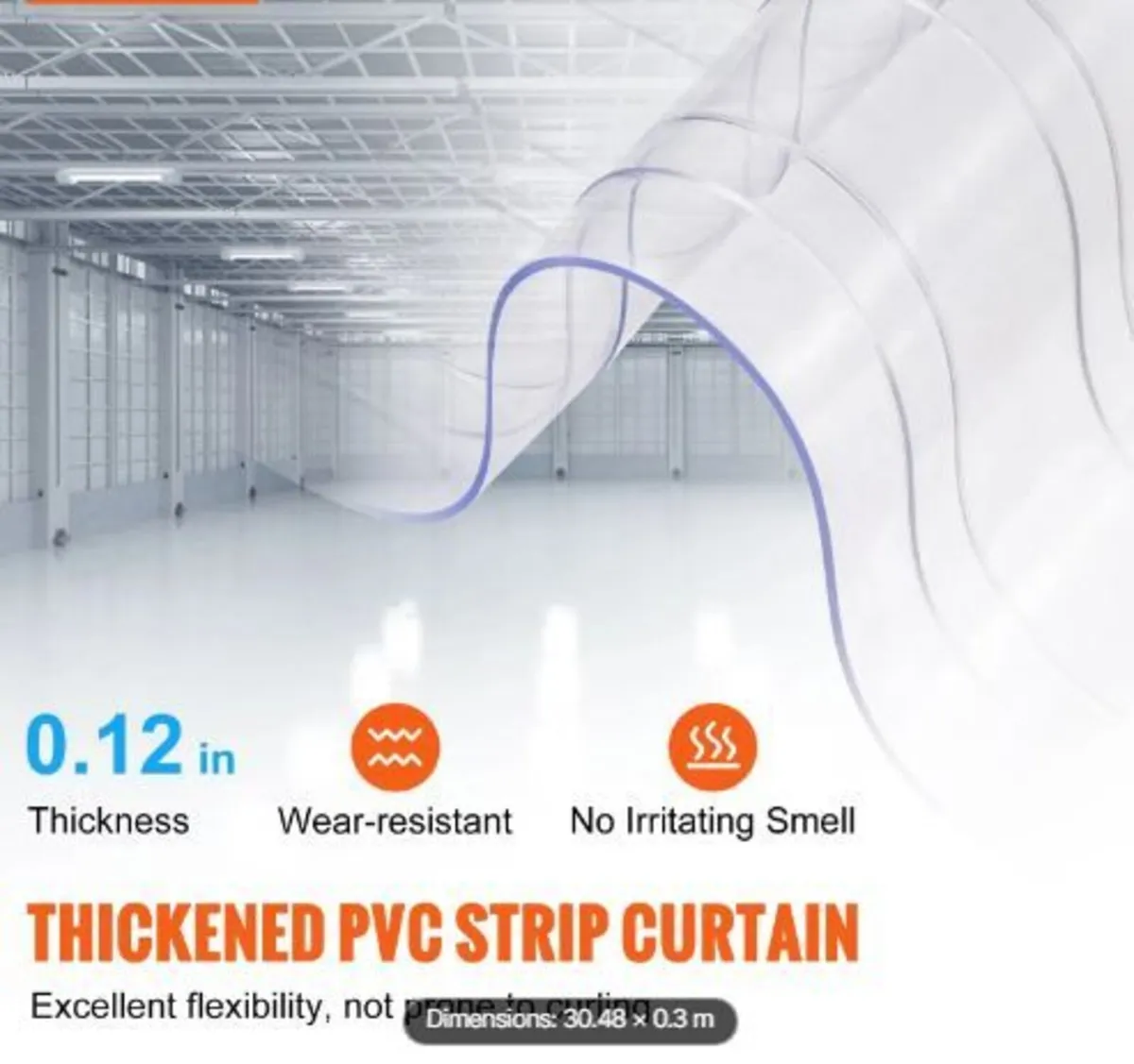 Strip Curtain, 100' Length x 12" Width x 0.12" - Image 2