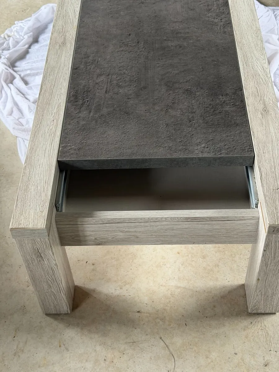 Modern Light Oak Grey Coffee Table with Storage - Image 2