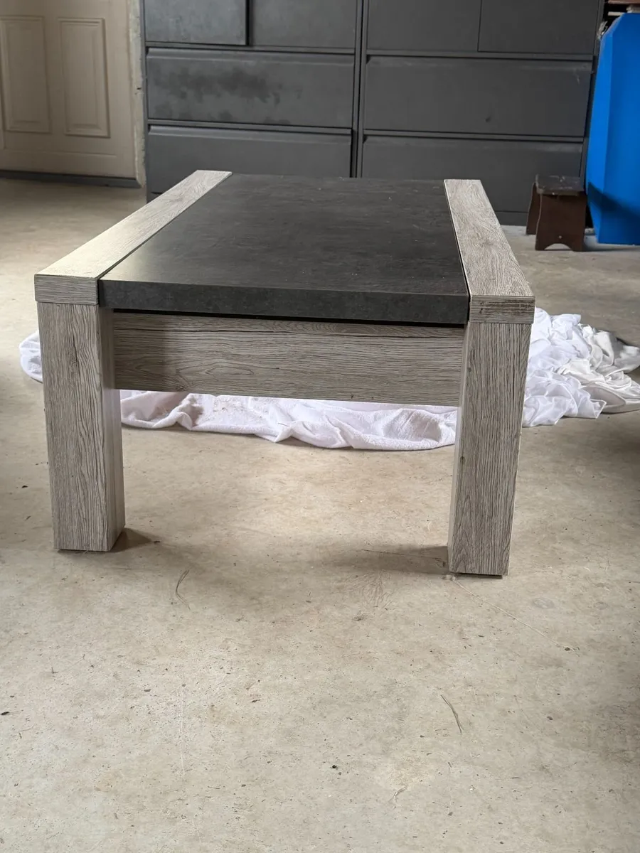 Modern Light Oak Grey Coffee Table with Storage - Image 4