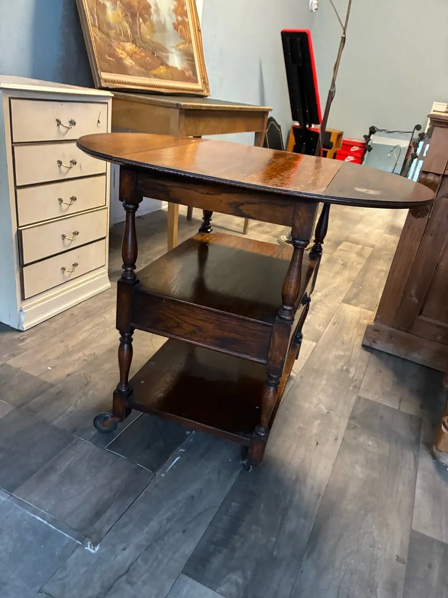 Vintage / Antique 3-Tier Drop-Leaf Tea Trolley - Image 4