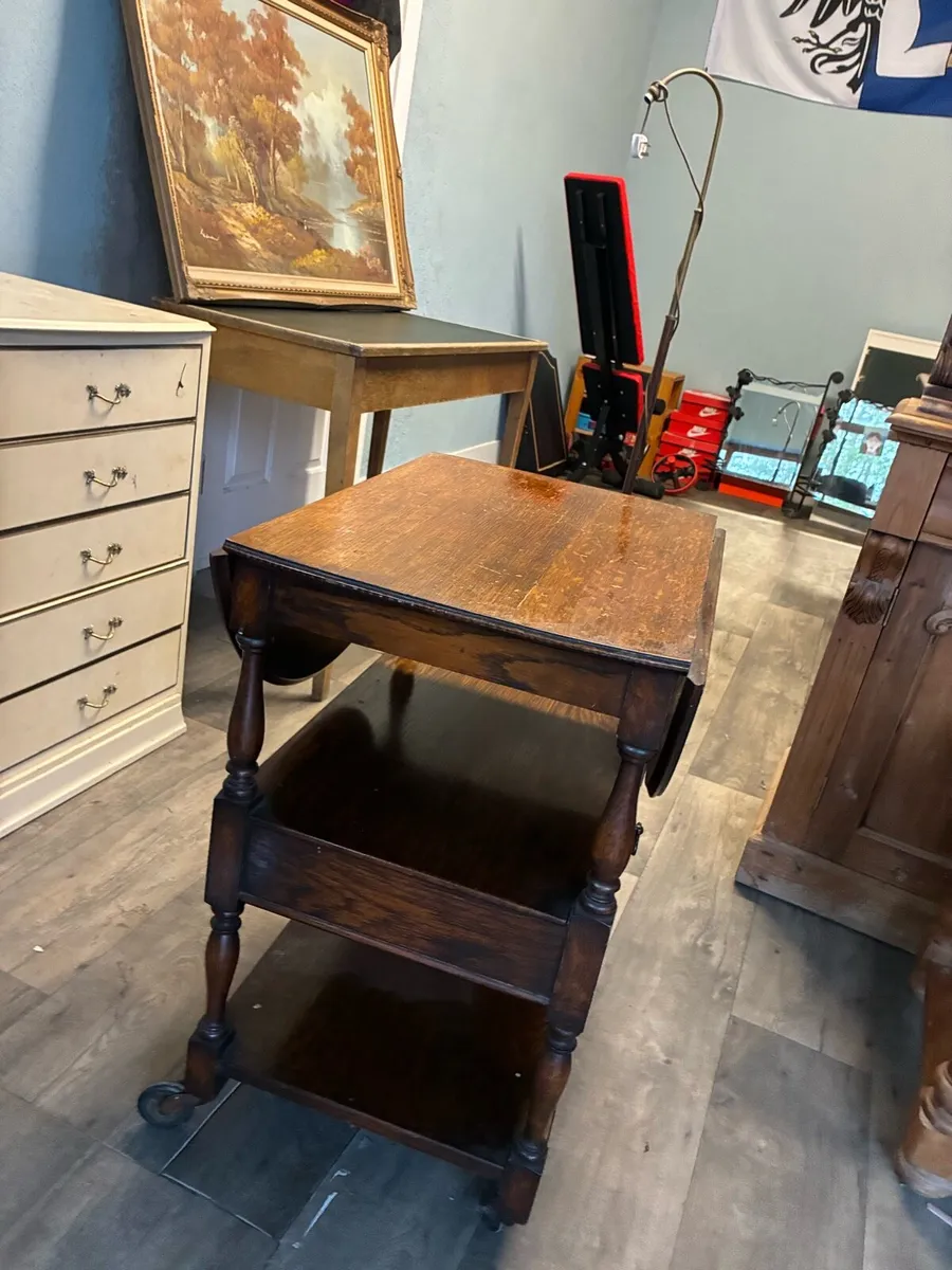 Vintage / Antique 3-Tier Drop-Leaf Tea Trolley - Image 1
