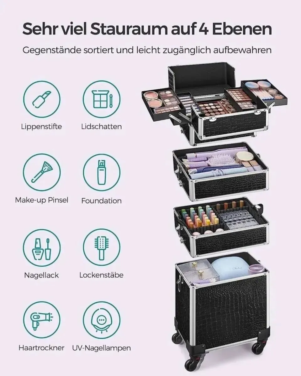 Makeup Trolley with Detachable Mini Cases - Image 3
