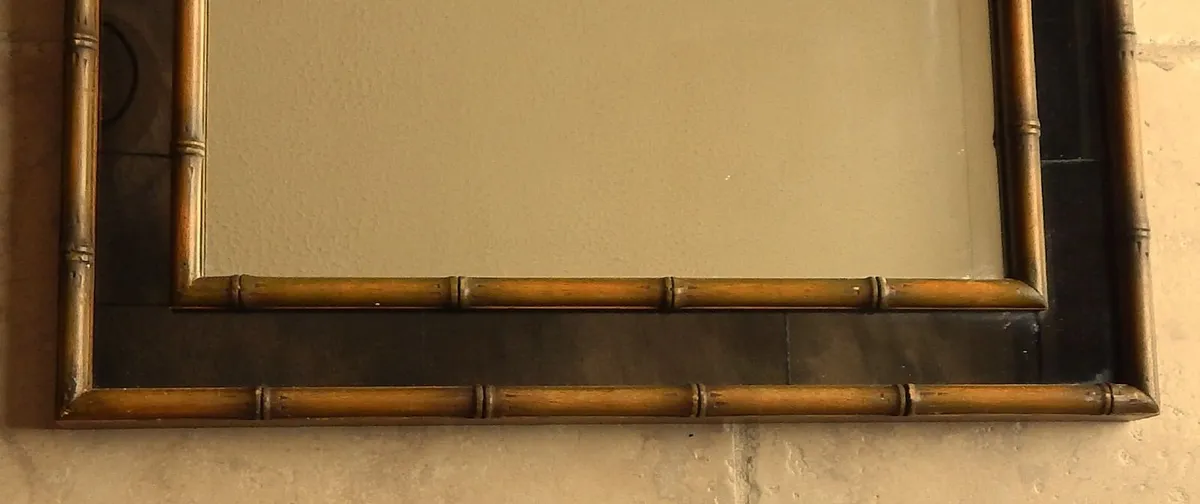 Vintage Faux Bamboo Wood Framed Wall Mirror - Image 4