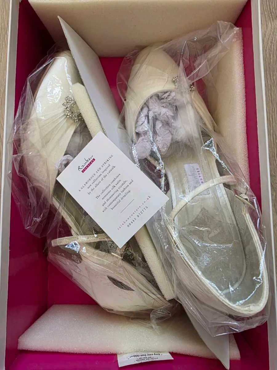 Ivory satin Rainbow Couture wedding shoes - Image 1