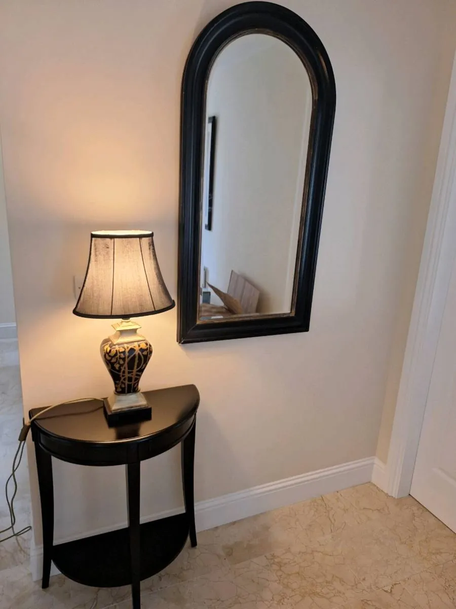 Hall Mirror, Table and Lamp - Image 1