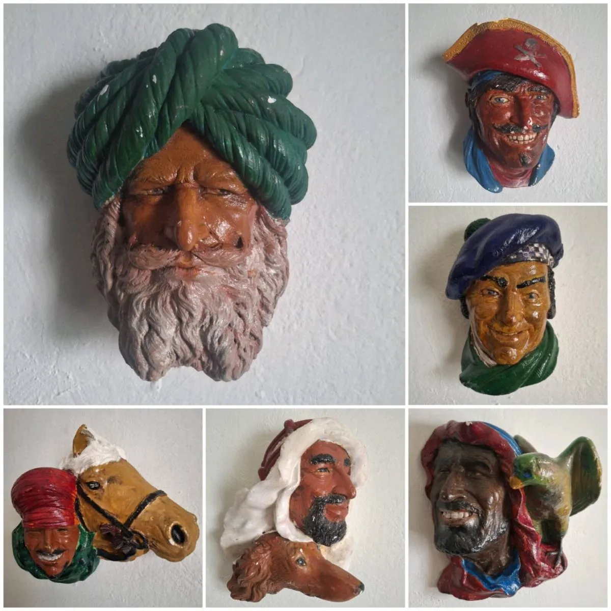 1960s Bossons Chalkware Character Heads - Image 1