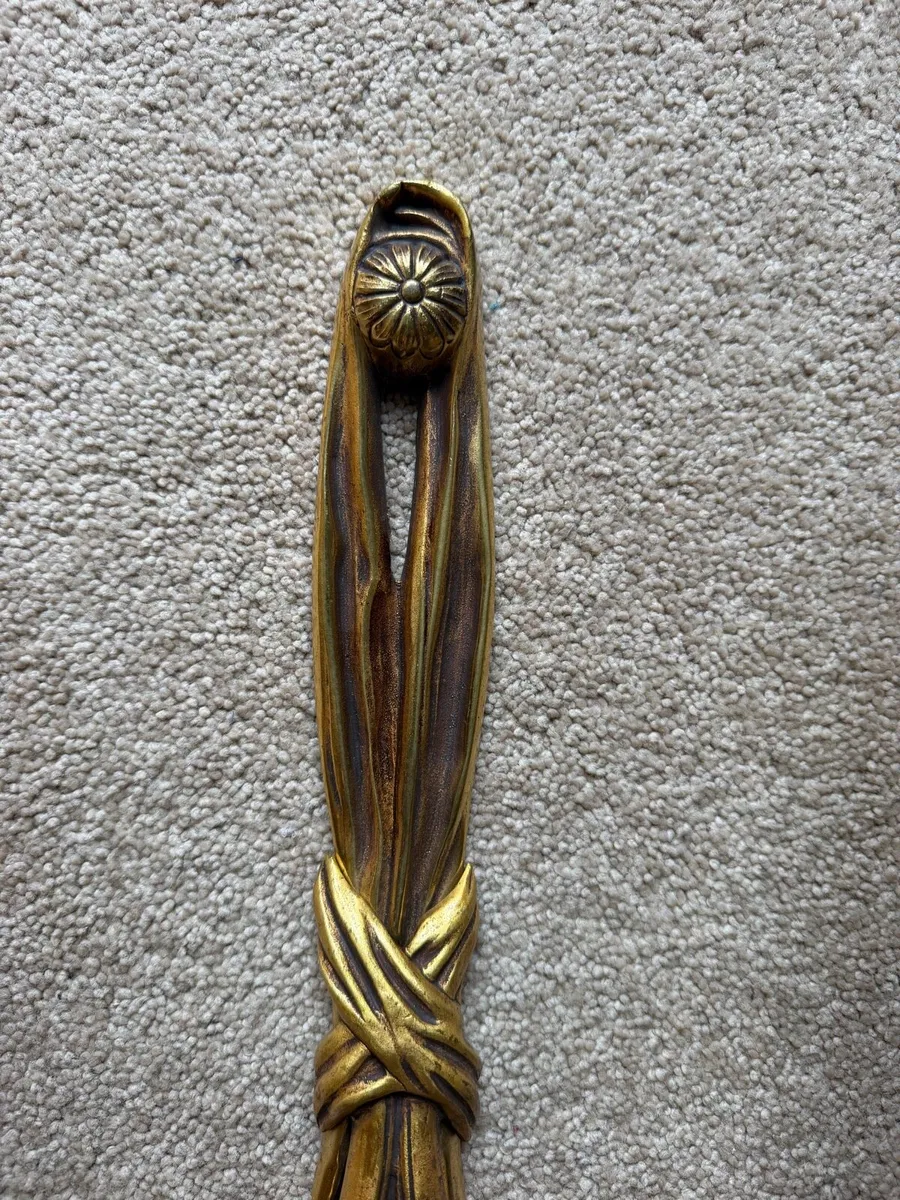 Antique French Pair Gilded Brass Rope Wall Lights - Image 4