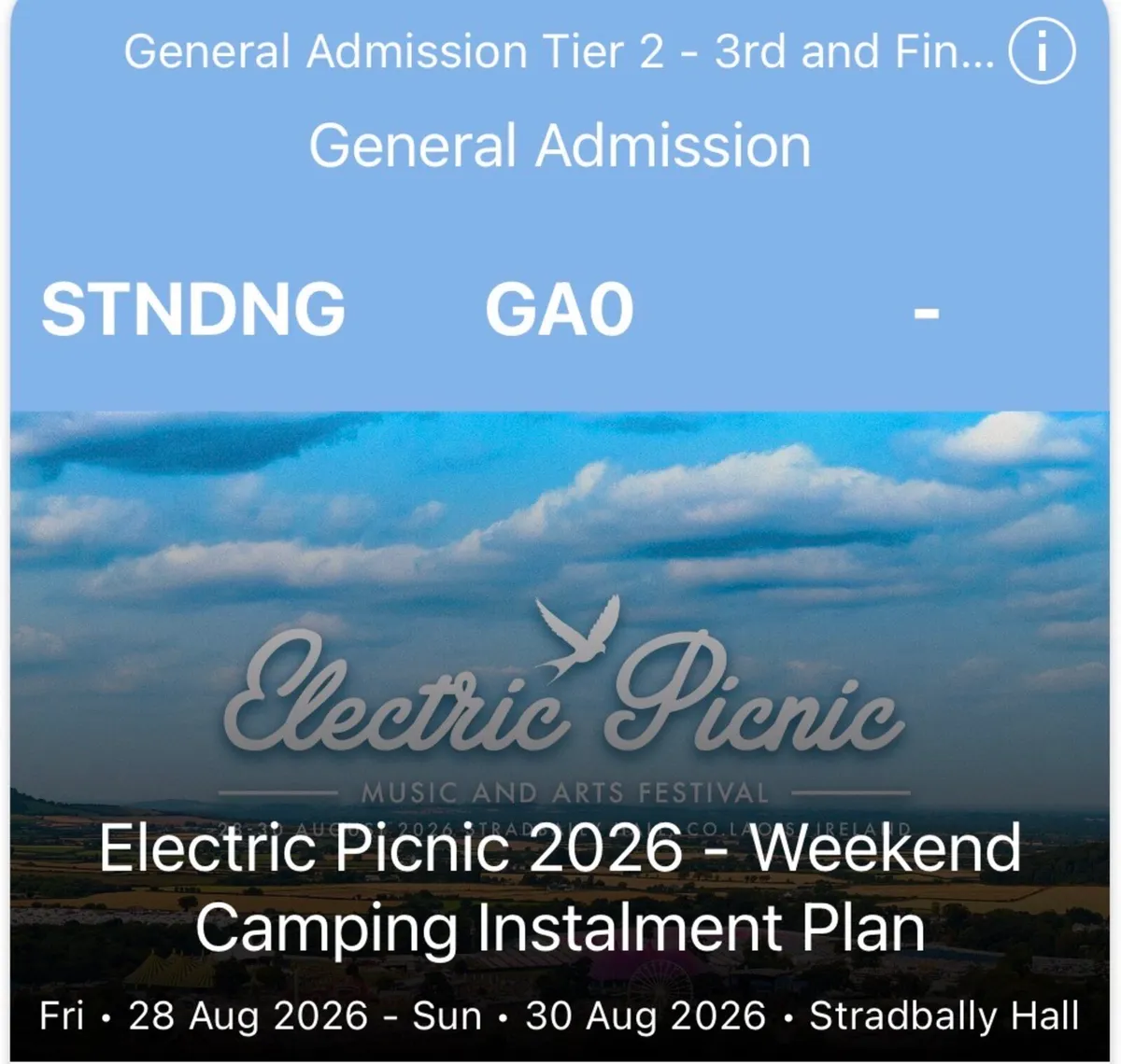 EP tickets + glamping