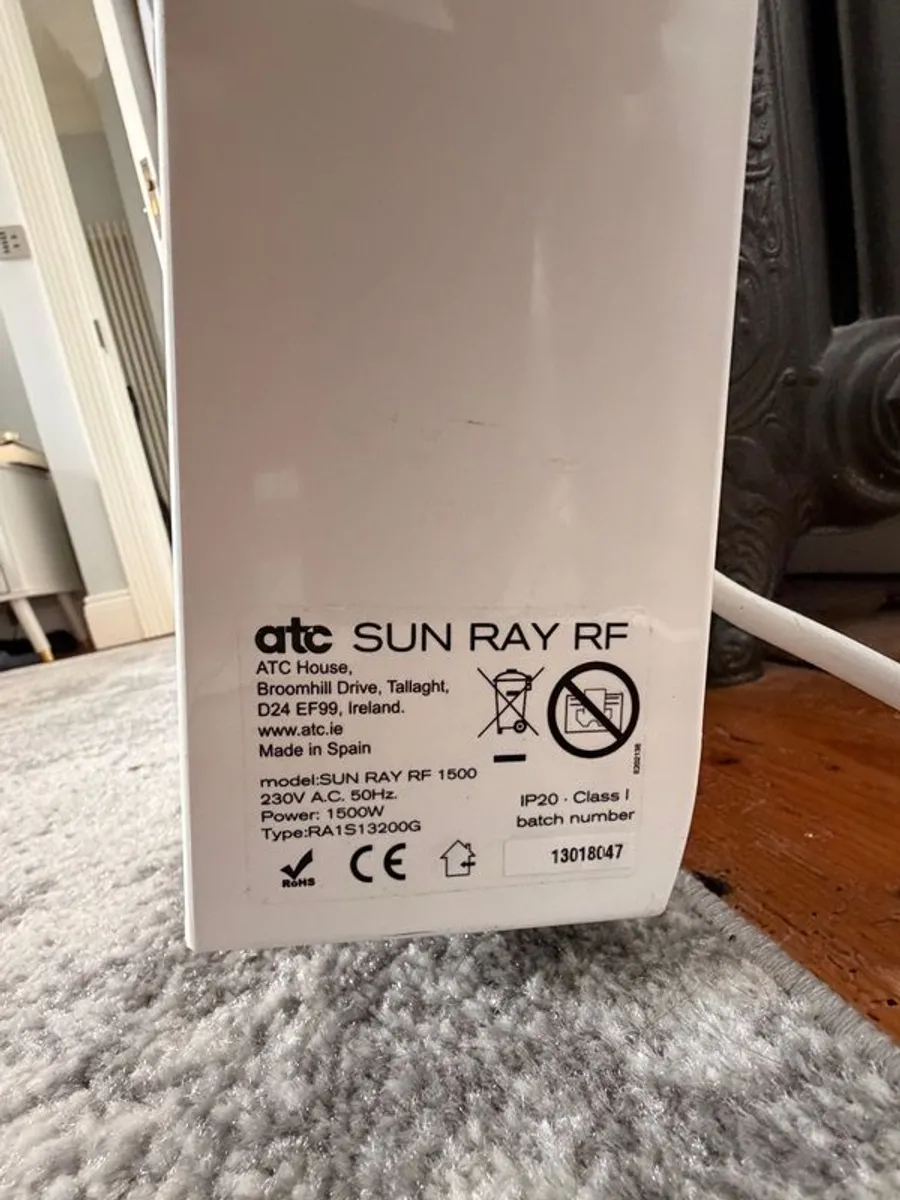 Pair of ATC Sun Ray RF 1500W Electric Thermal Radiators (12-Fin) - Image 2