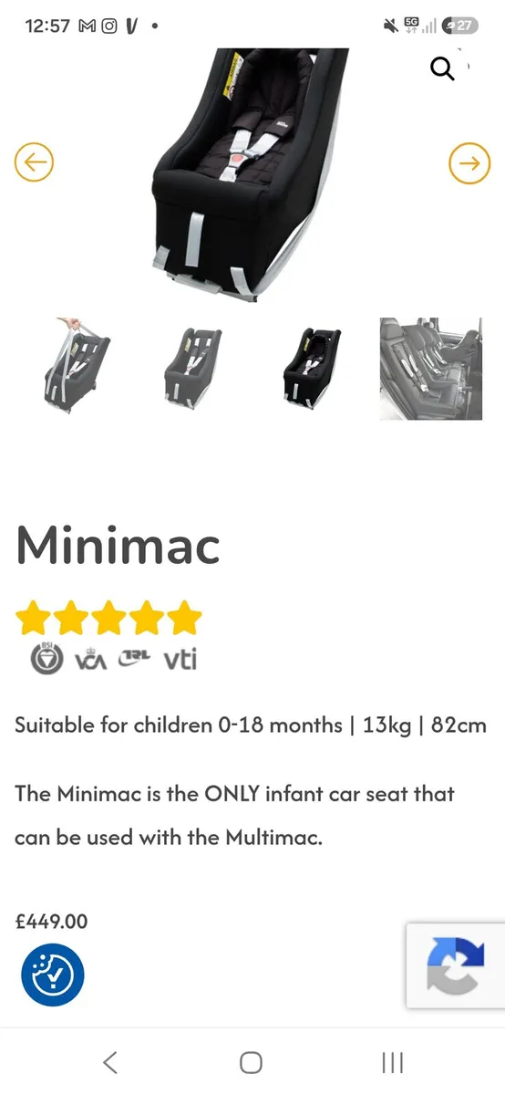 Multimac Minimac Infant Car Seat - Image 3