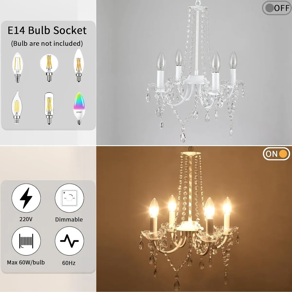 Chandelier Modern 4 Light Ceiling Fixture - Image 2