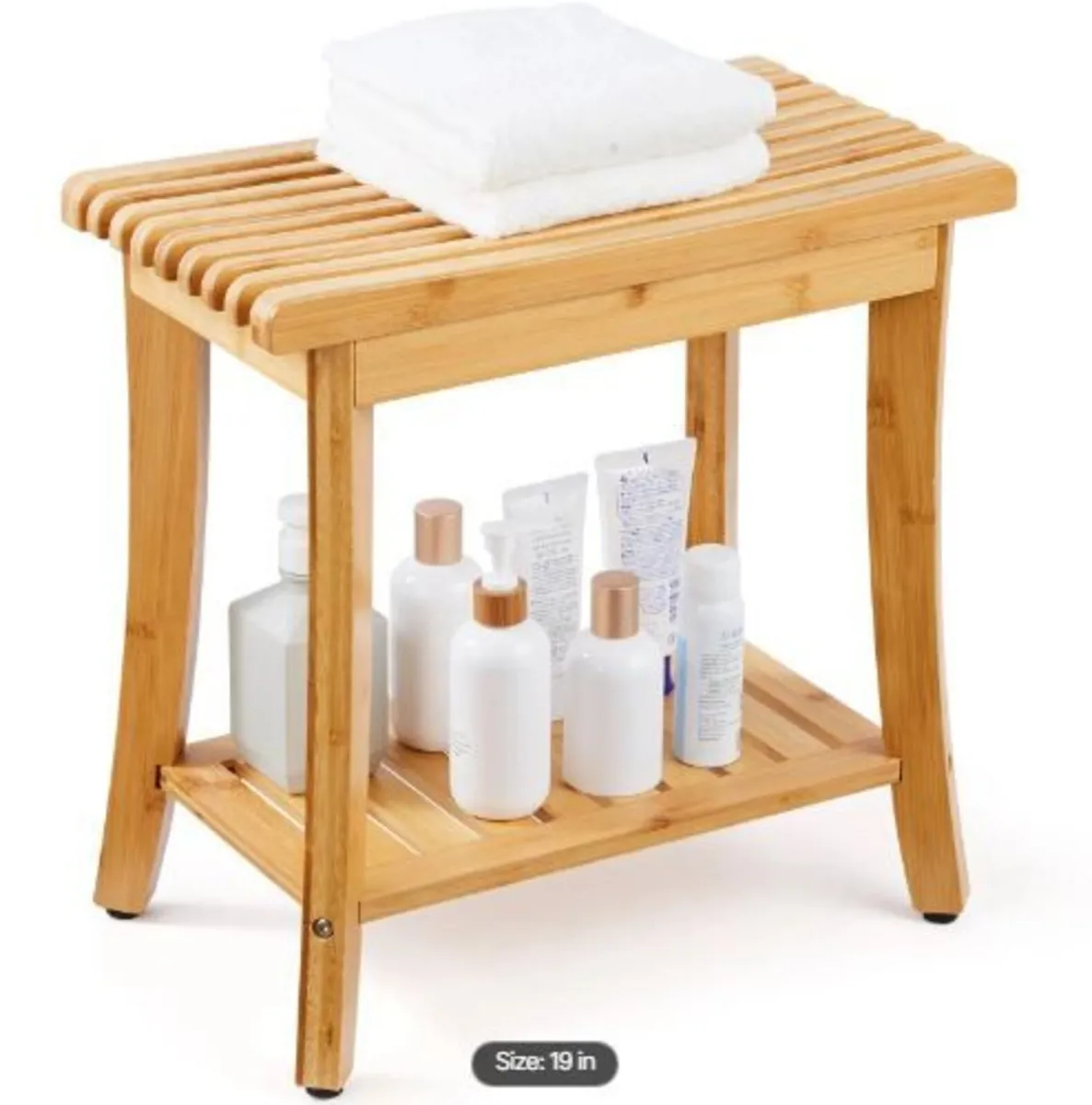 Bamboo Shower Bench 48.5 x 28.7 x 46.5 cm - Image 3
