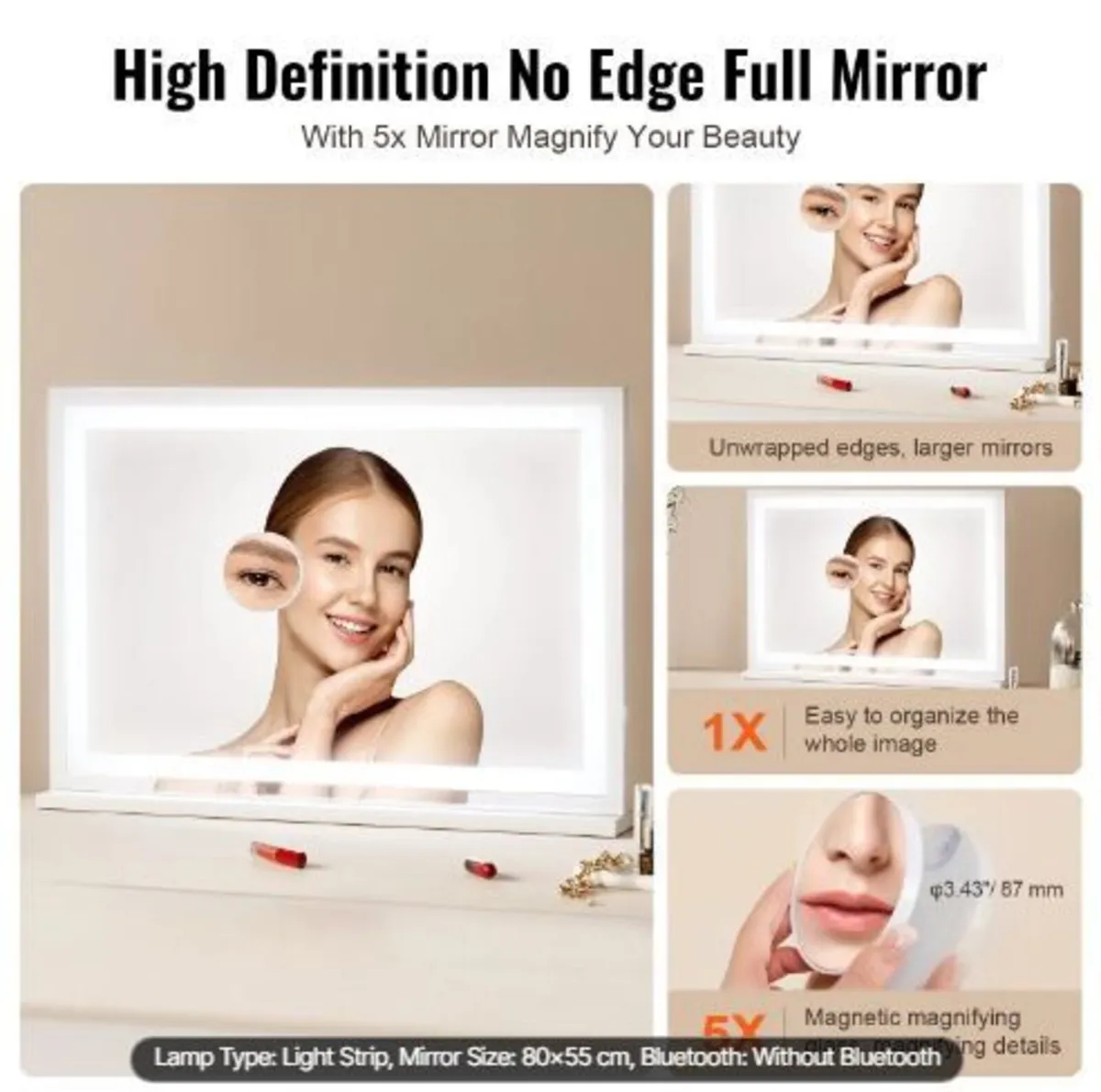 Lighted Makeup Mirror 3 Color Vanity w/ USB Deskt - Image 4