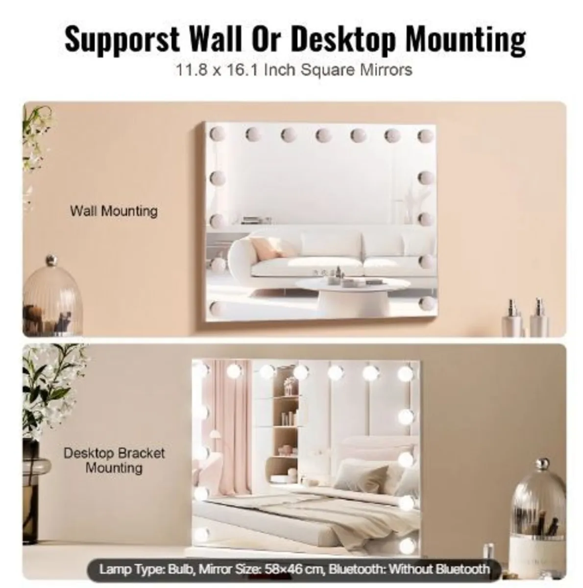 Hollywood Vanity Mirror With Lights w/ USB - Image 1