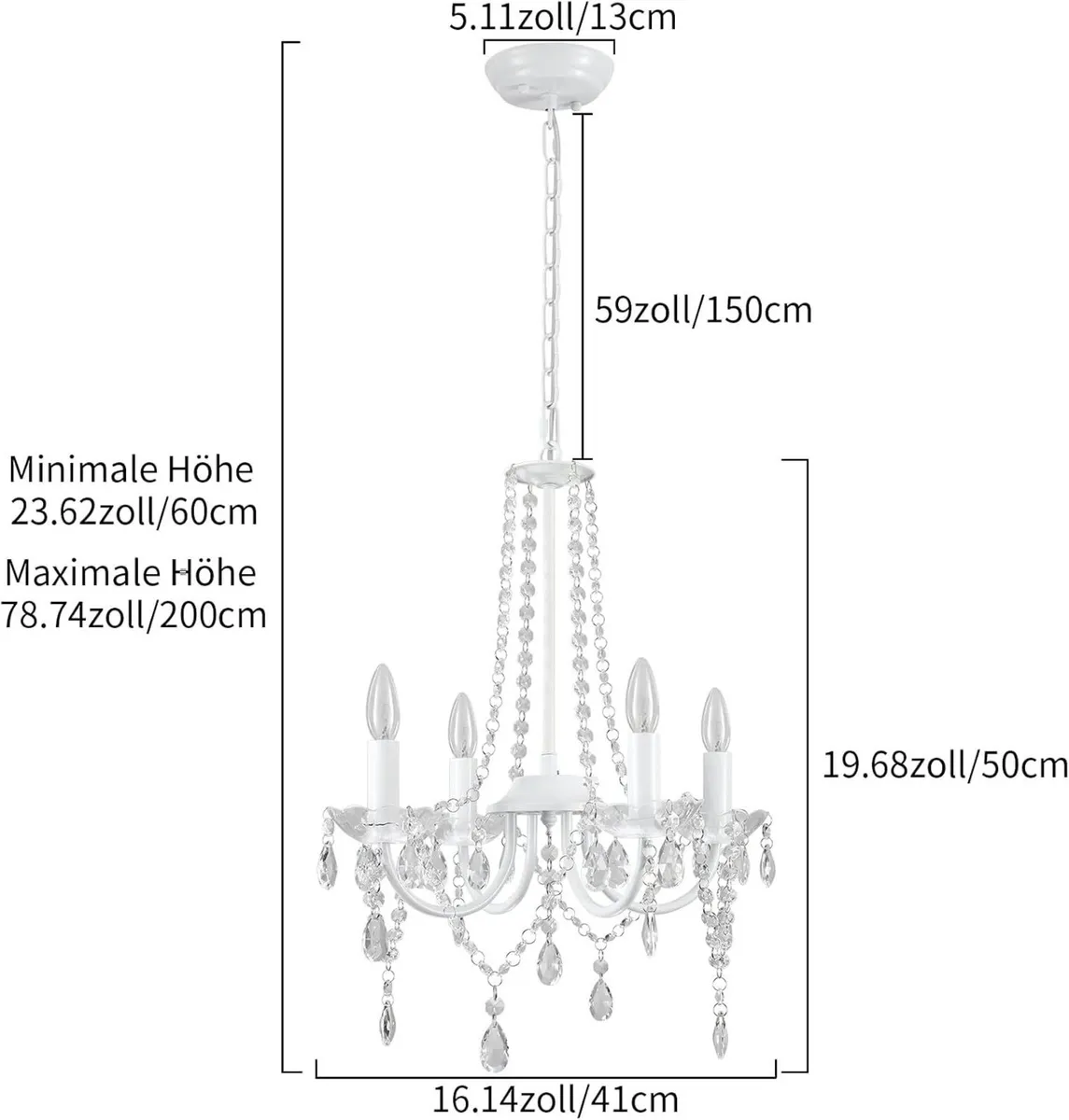 Chandelier 4 Light Crystal Dining Room Light - Image 2