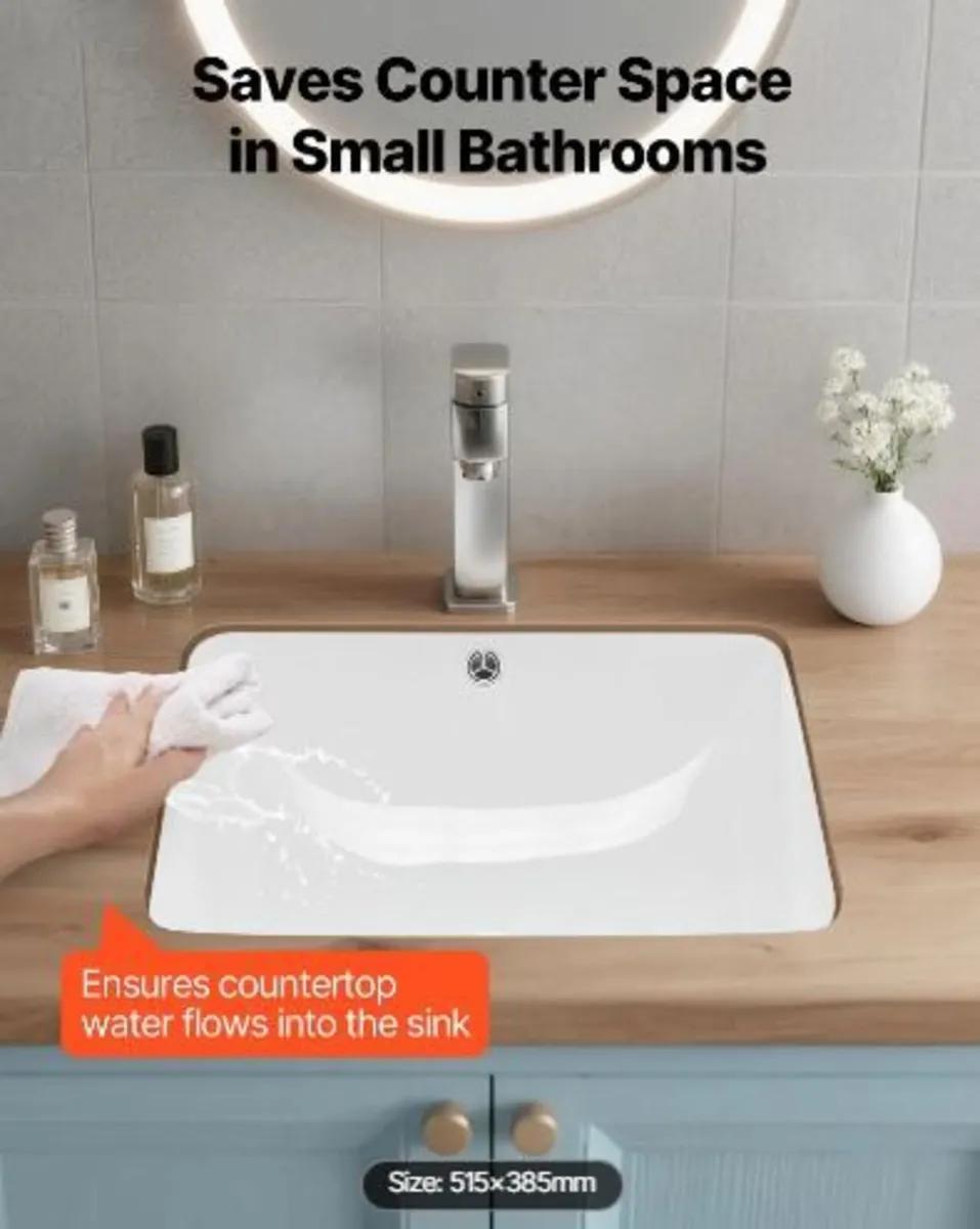 Undermount Bathroom Sink, 515 x 385 mm - Image 2