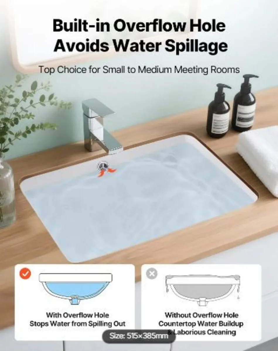 Undermount Bathroom Sink, 515 x 385 mm - Image 4