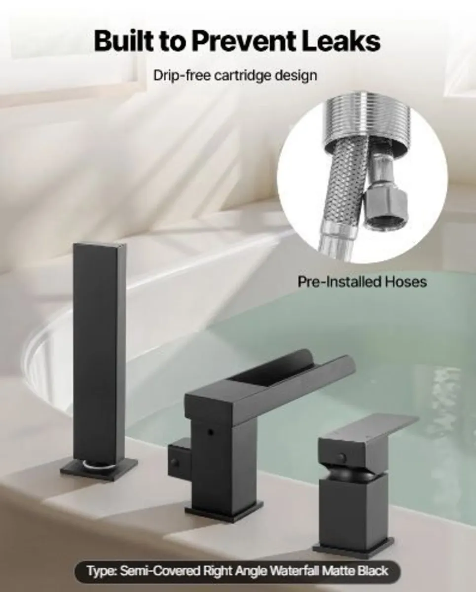 Roman Tub Faucet, 3 Hole Waterfall - Image 3