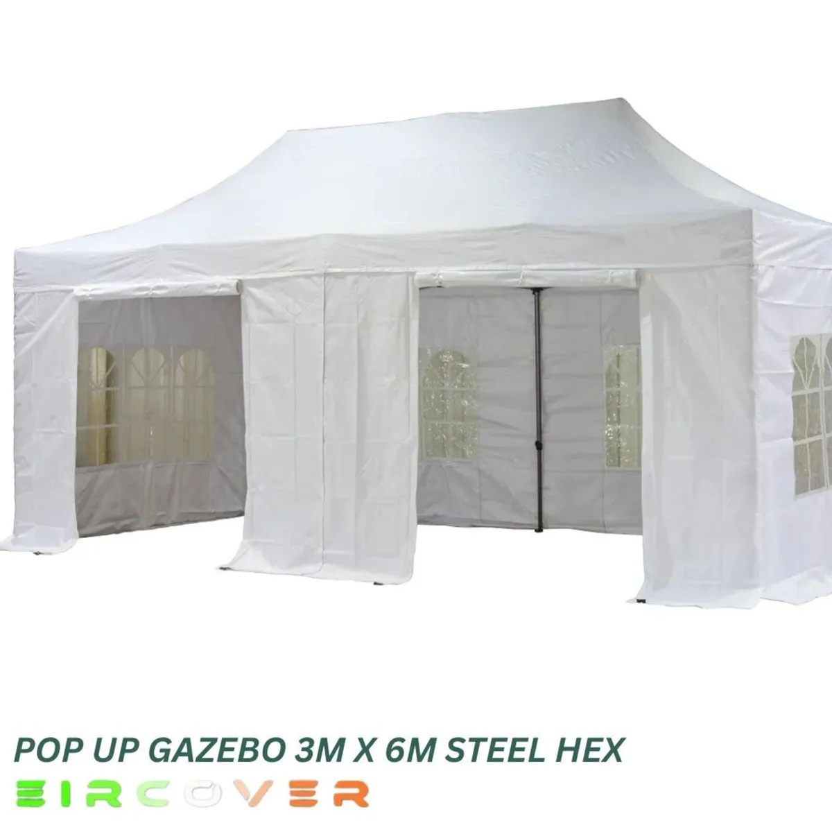 Marquee Pop Up Gazebo Steel 40mm Hex 3m x 6m - Image 1
