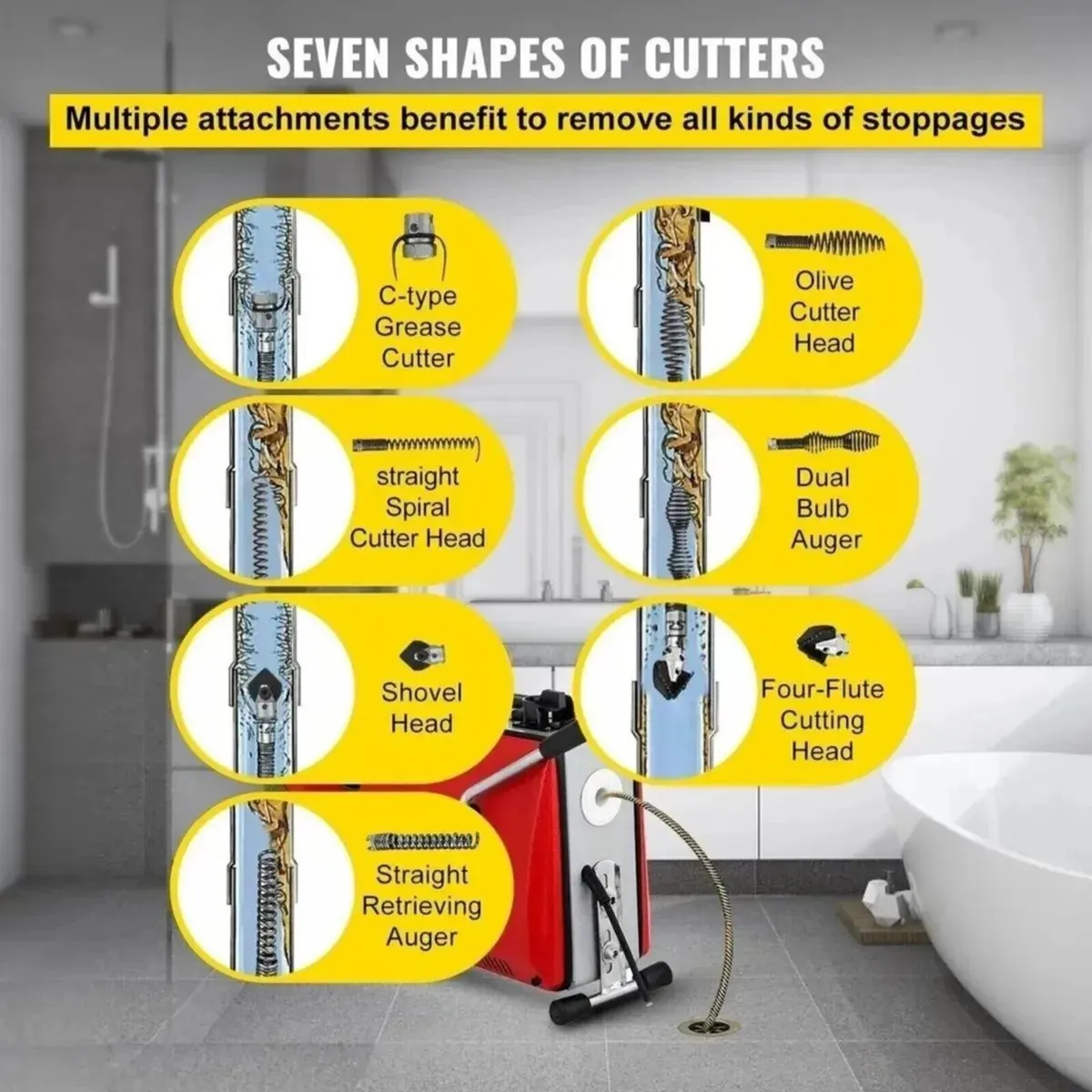 390W Electric Drain Cleaner for Pipe Unblocking - Image 4