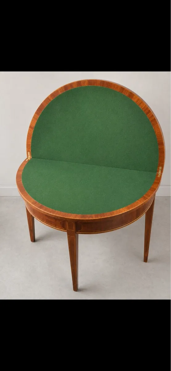 Mahogany Demi-Lune Fold over Card Table - Image 1