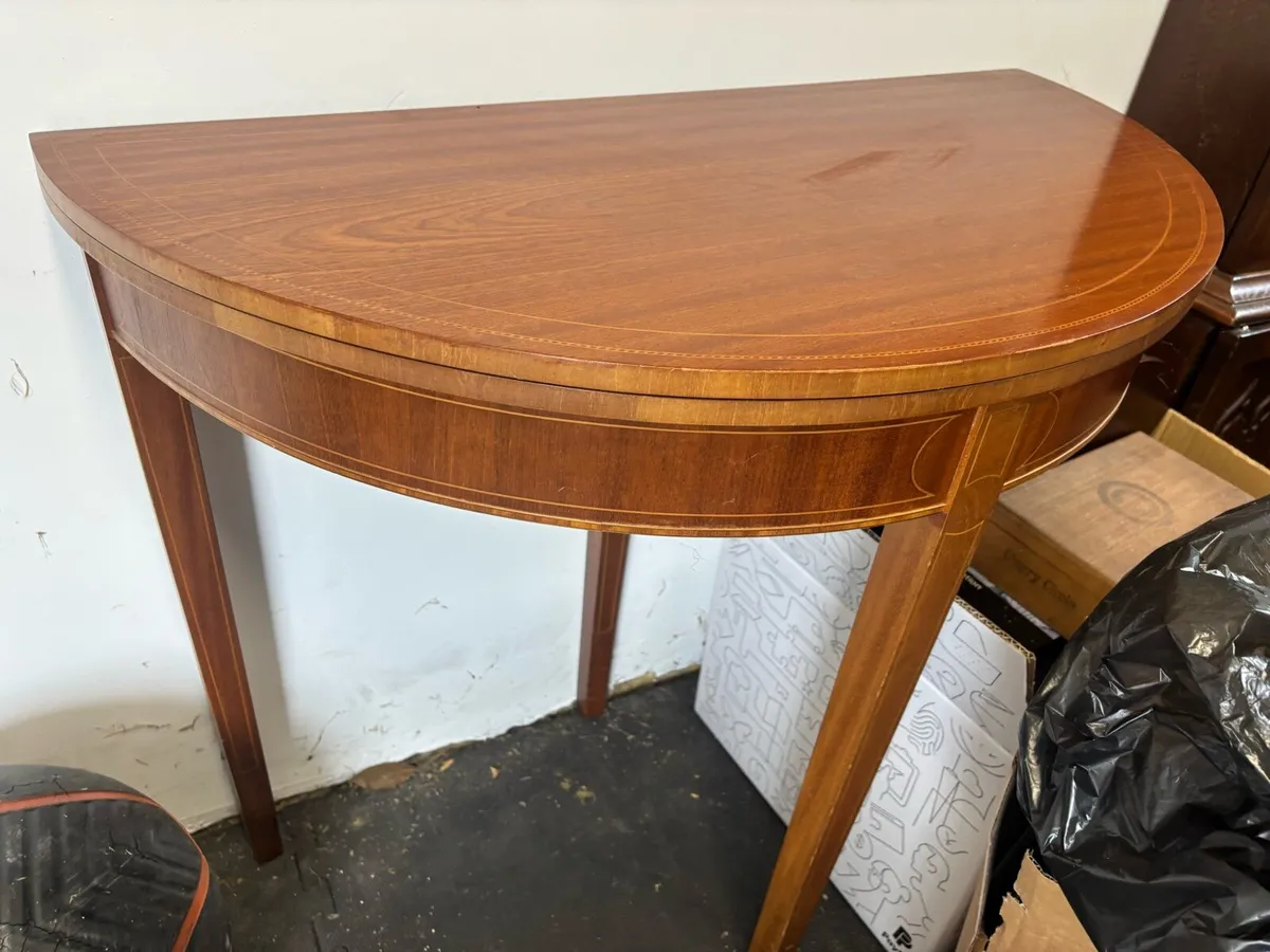 Mahogany Demi-Lune Fold over Card Table - Image 3