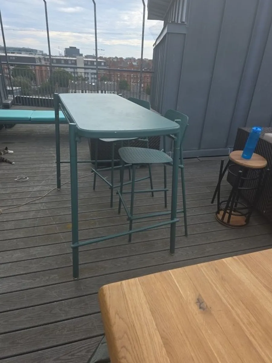 Outdoor Garden High Table with Two Chairs - Image 2