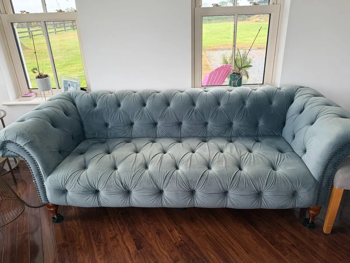 Pair of Plush Velvet Chesterfield Sofas - Image 2