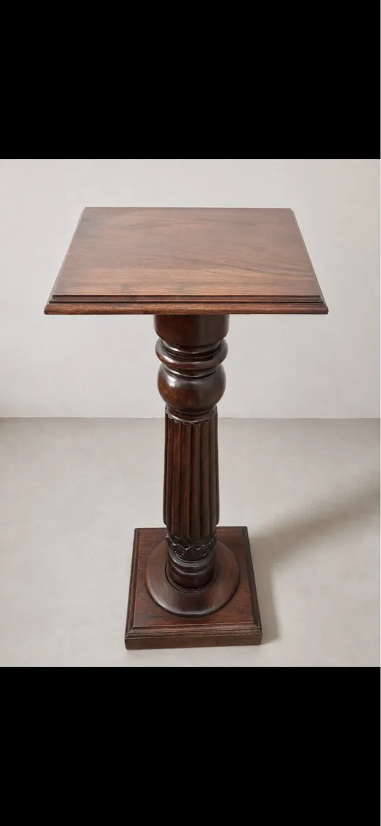 Solid Mahogany Pedestal Lamp Table - Image 1