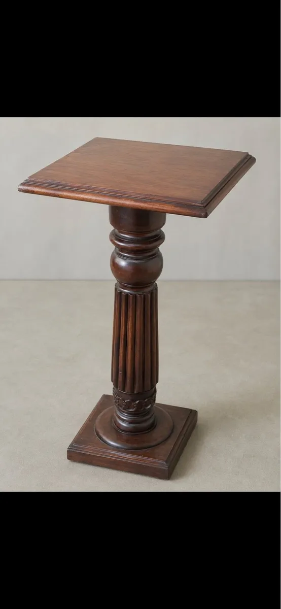 Solid Mahogany Pedestal Lamp Table - Image 2