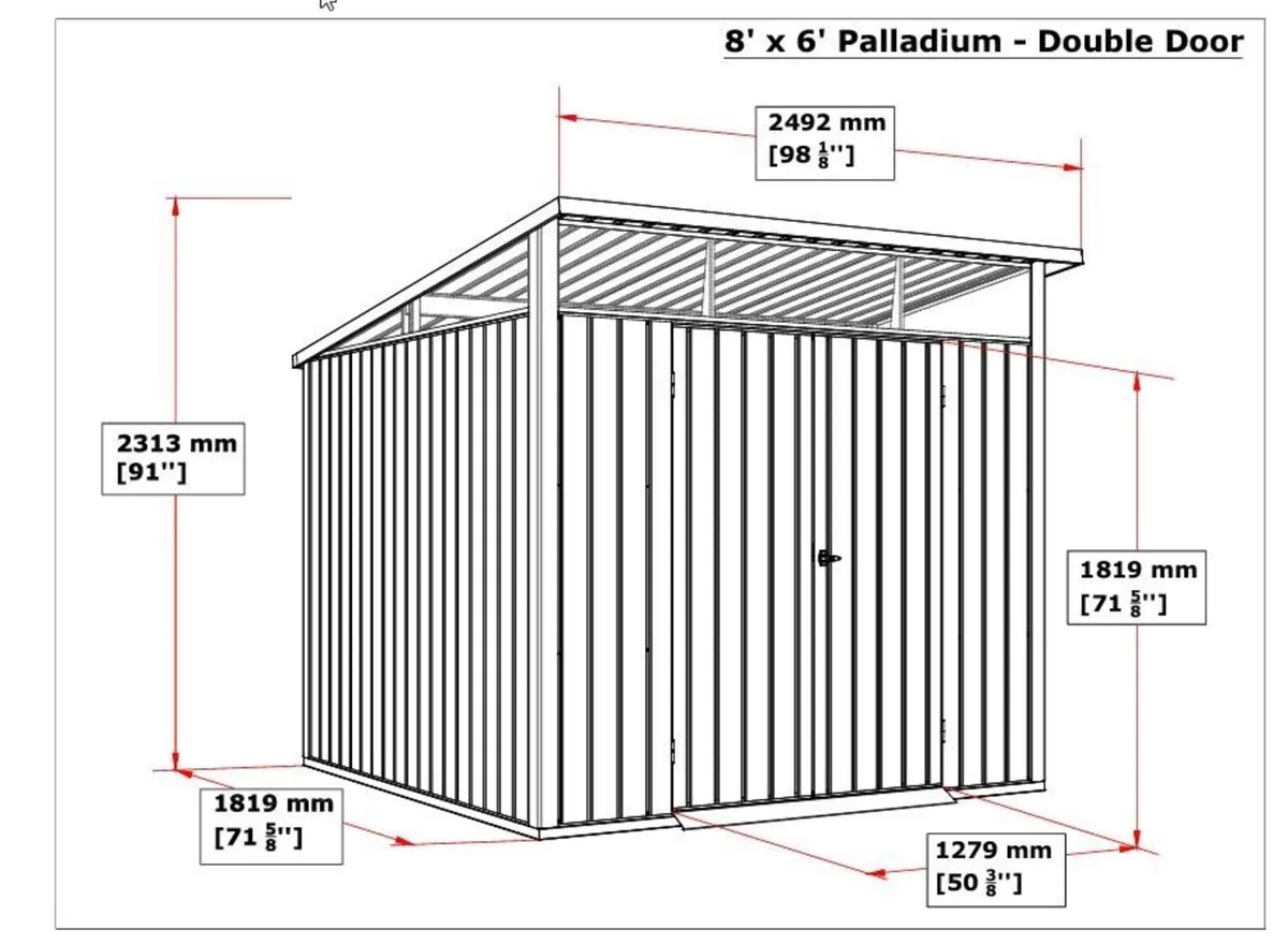 8×6 Palladium Contemporary Steel Garden Sheds - Image 2